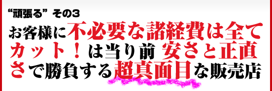 八王子では何処よりも早く一番最初に諸費用含めた支払総額表示を推進した最も値段が判りやすい販売店