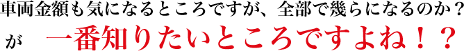 車両金額も気になるところですが、全部で幾らになるのかが一番知りたいところですよね！